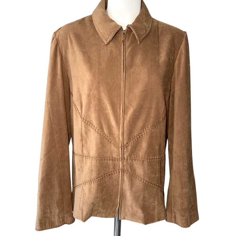 Nortonmcnaughton Ladies Sz 14 faux suede zip front jacket Preowned ExcellentCond